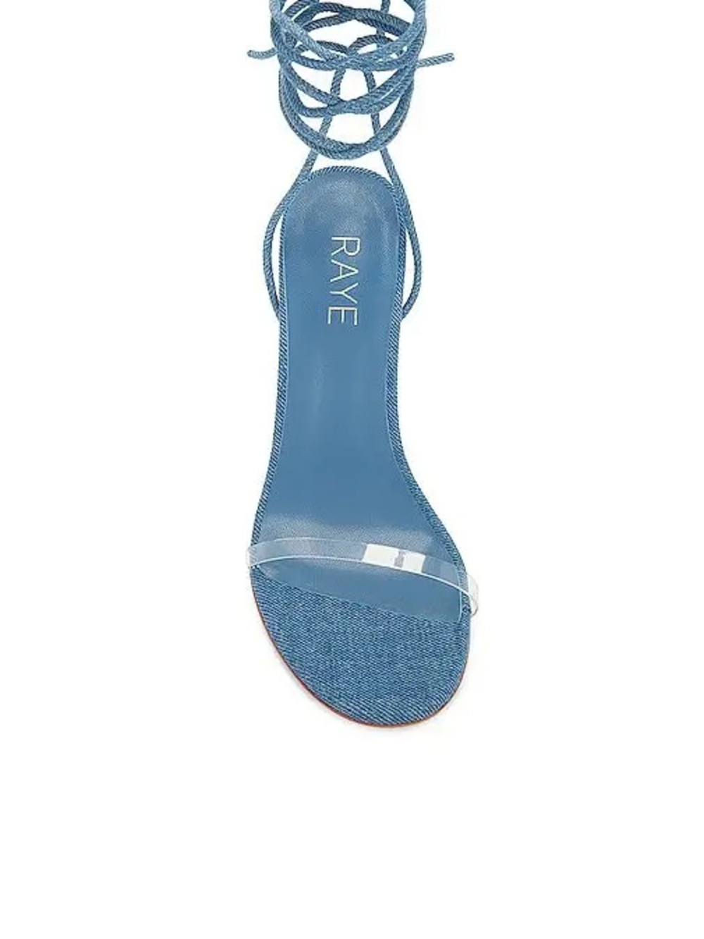 RAYE Denim Blue Lace-Up Sandal with Clear Toe Strap